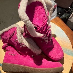 Hot pink Coach boots